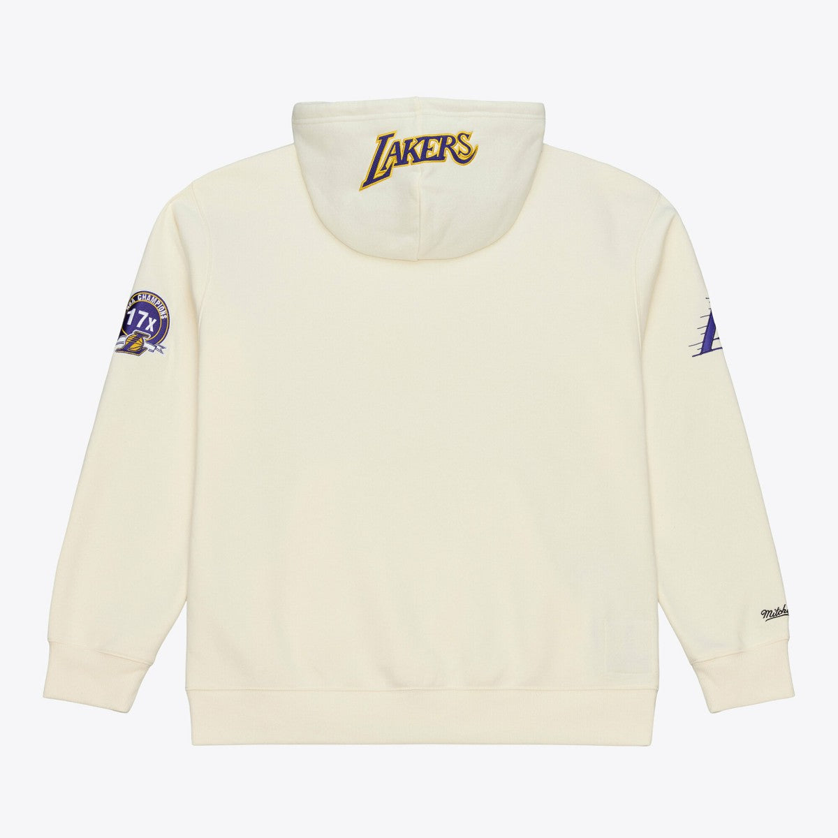 Los Angeles Lakers Hardwood Classics Chainstitch Premium Fleece Hoodie Cream - Mitchell & Ness