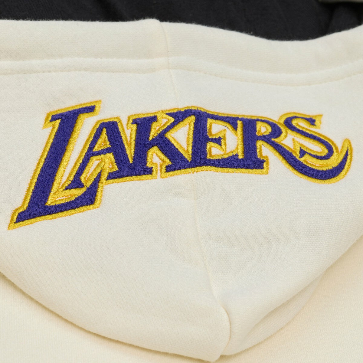 Los Angeles Lakers Hardwood Classics Chainstitch Premium Fleece Hoodie Cream - Mitchell & Ness