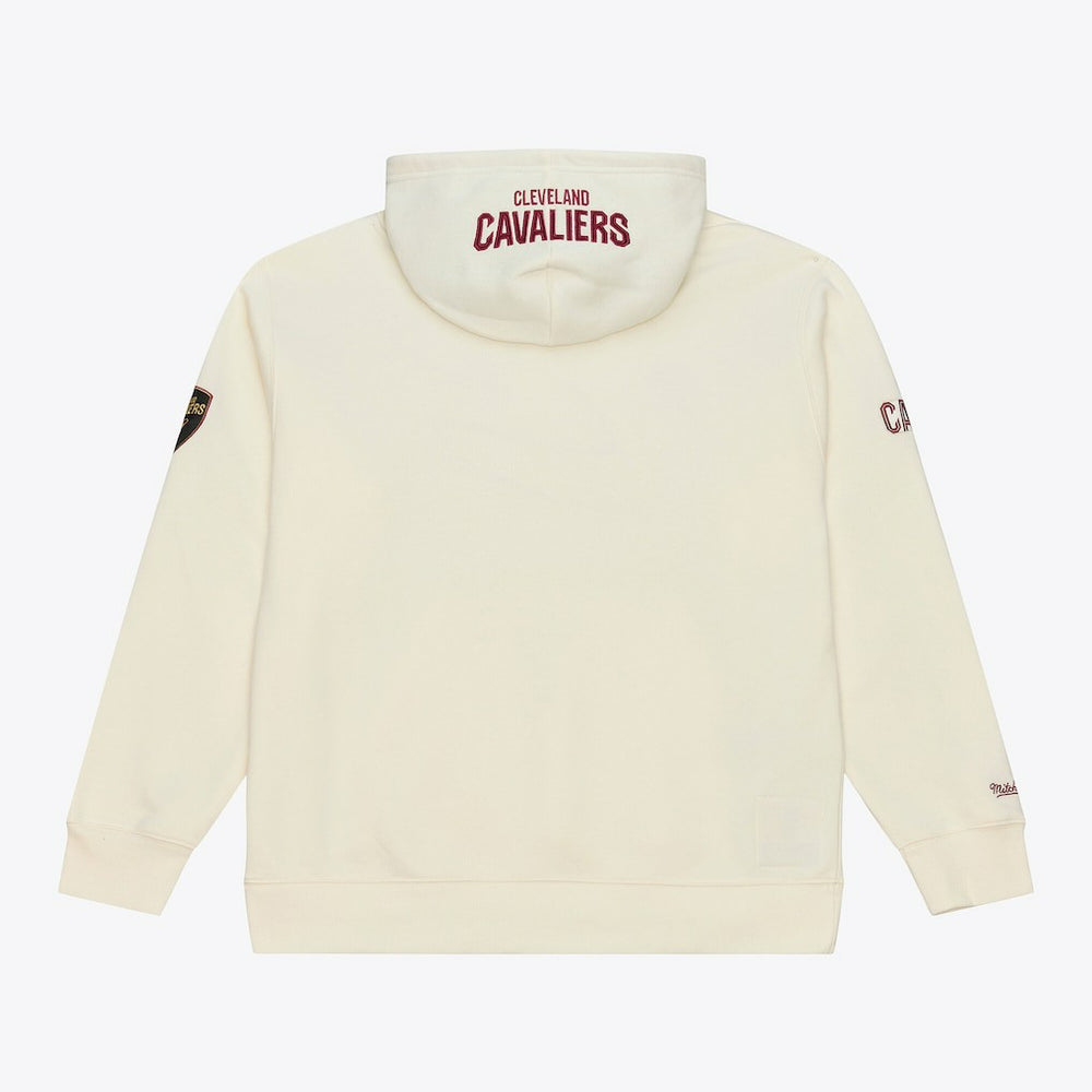Cleveland Cavaliers Hardwood Classics Chainstitch Premium Fleece Hoodie Cream - Mitchell & Ness