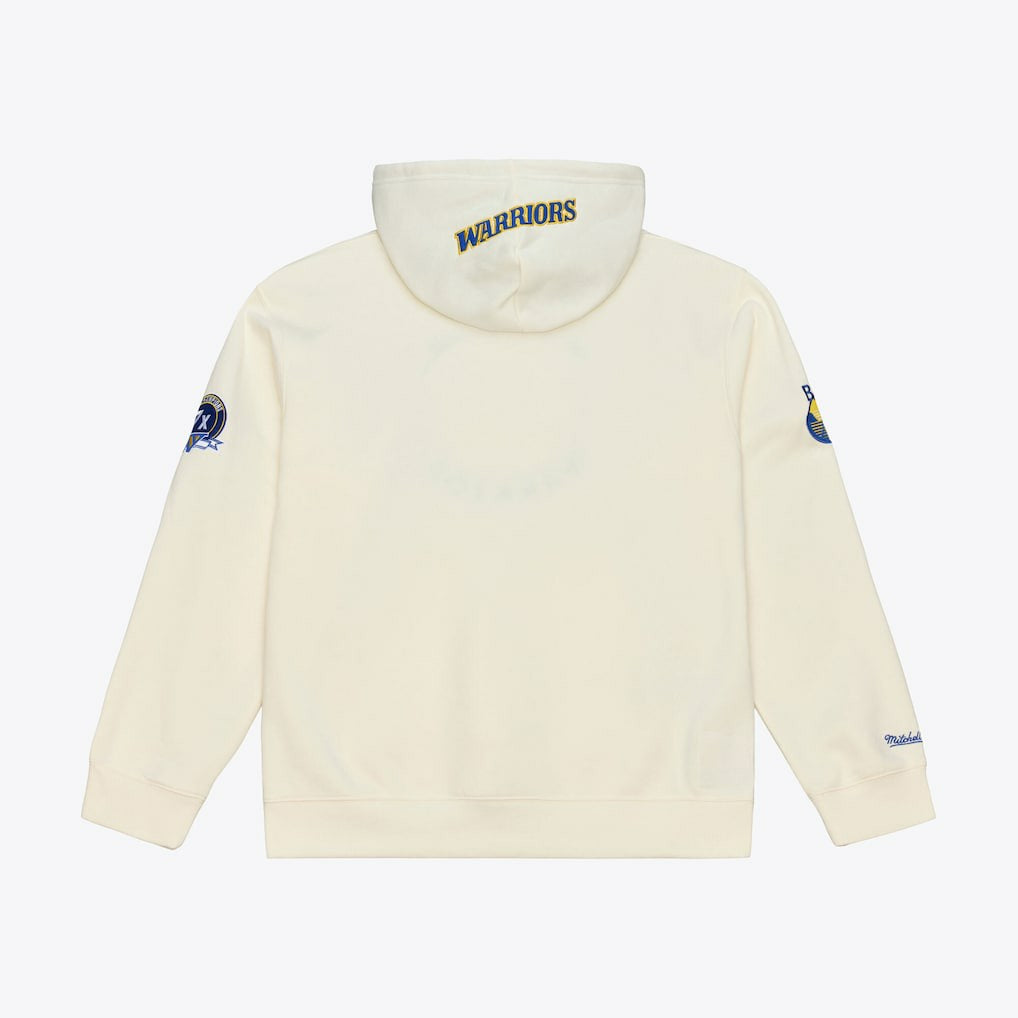 Golden State Warriors Hardwood Classics Chainstitch Premium Fleece Hoodie Cream - Mitchell & Ness