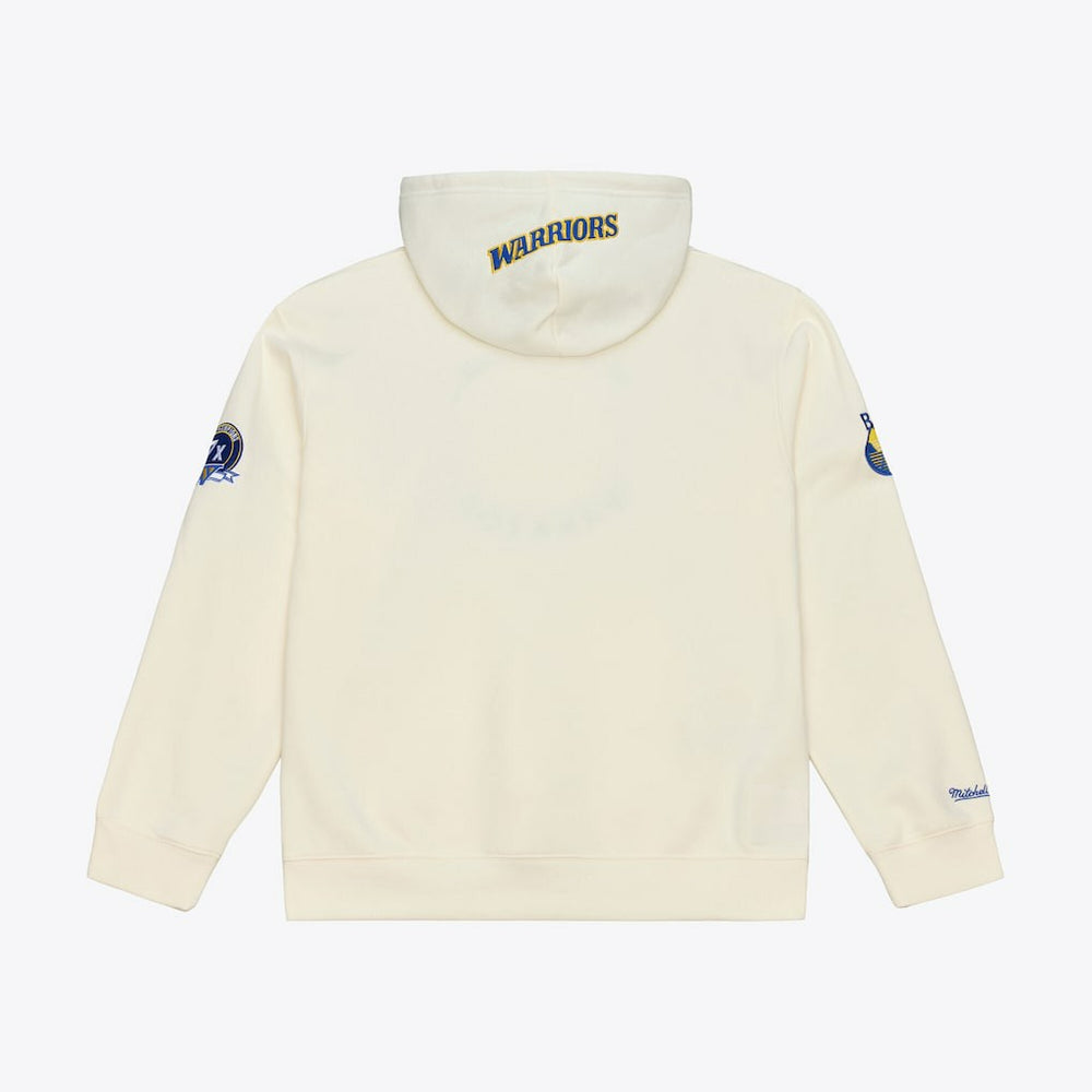 Golden State Warriors Hardwood Classics Chainstitch Premium Fleece Hoodie Cream - Mitchell & Ness