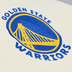 Golden State Warriors Hardwood Classics Chainstitch Premium Fleece Hoodie Cream - Mitchell & Ness