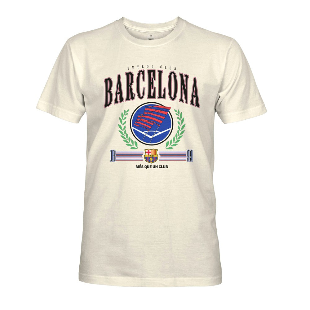 Barcelona 1863FC Retro Stripes T-Shirt Cream