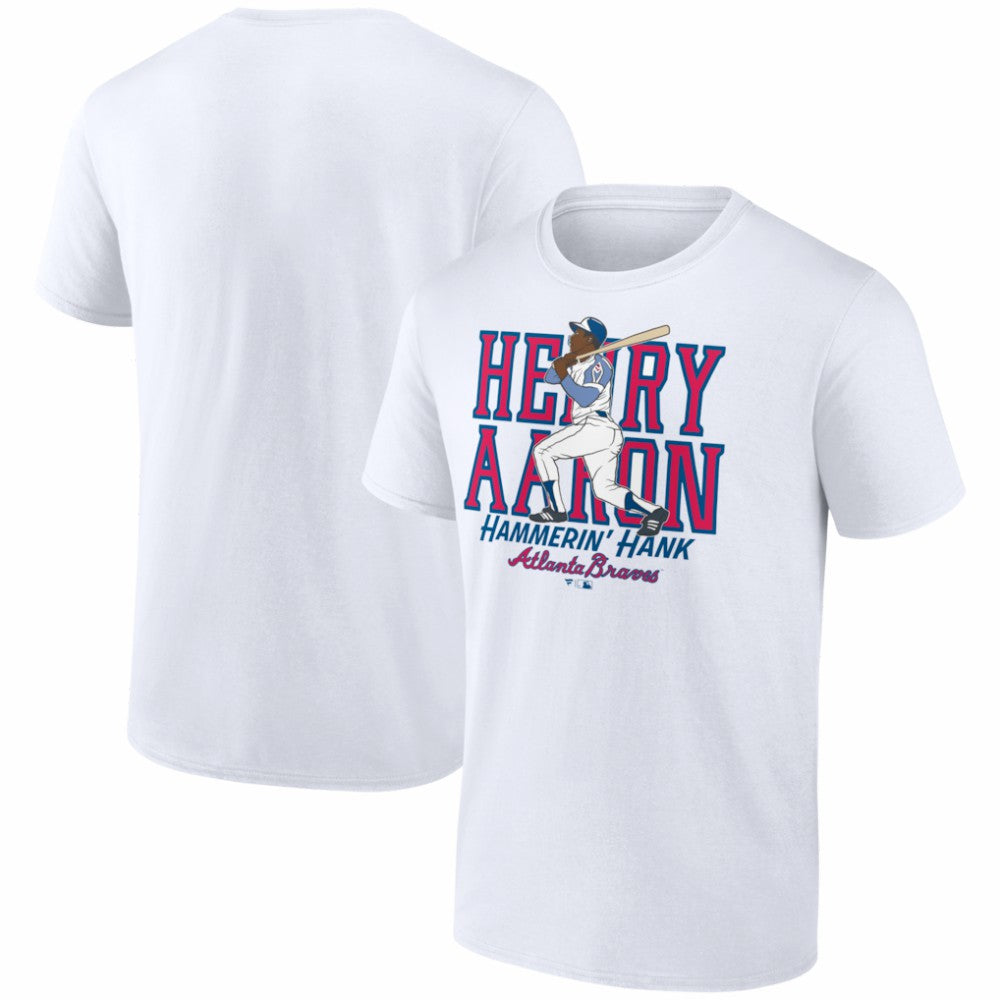 Hank Aaron Atlanta Braves Cooperstown Player T-Shirt - White T-shirts