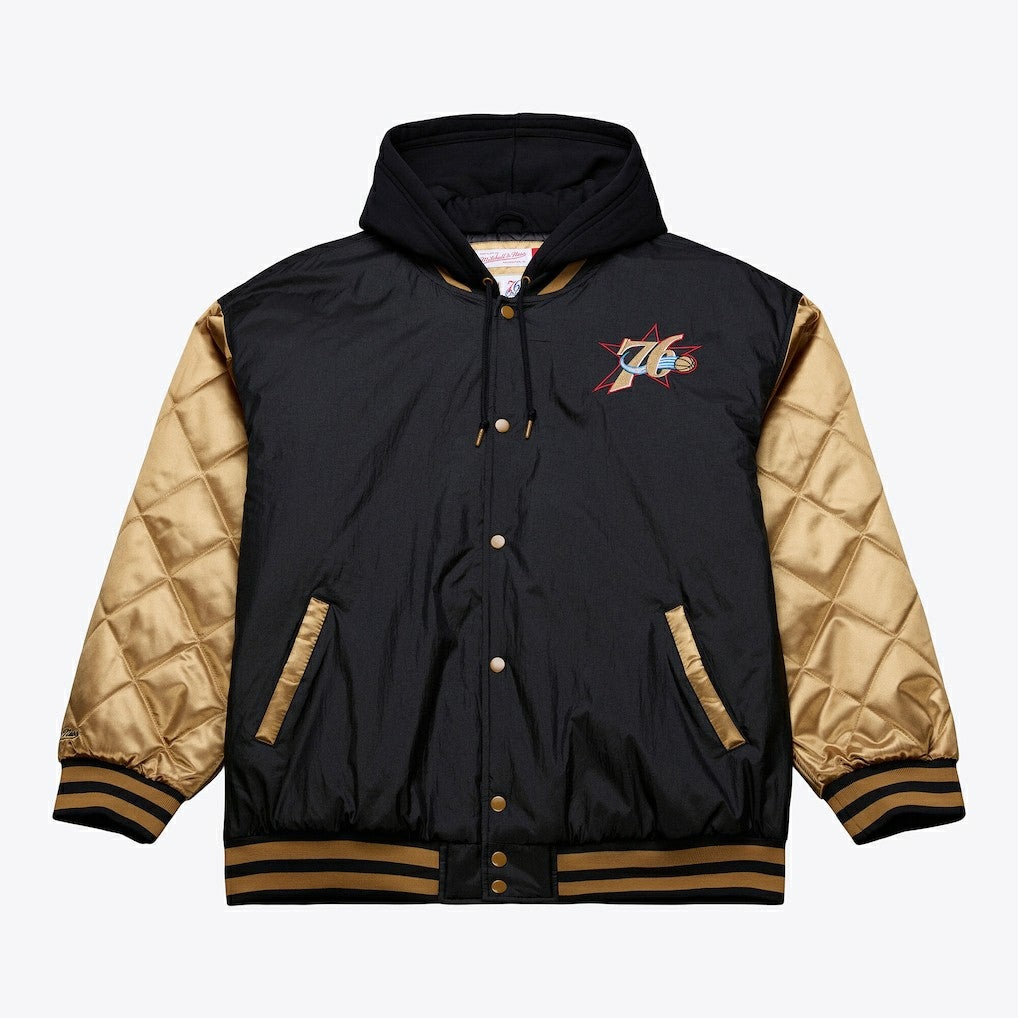 Philadelphia 76ers Hardwood Classics 76 Originals Collection Fushion Full-Snap Hoodie Jacket Black - Mitchell & Ness