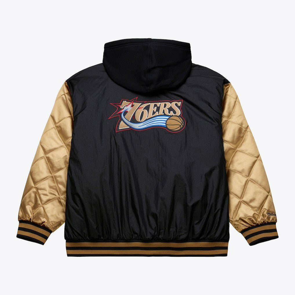 Philadelphia 76ers Hardwood Classics 76 Originals Collection Fushion Full-Snap Hoodie Jacket Black - Mitchell & Ness