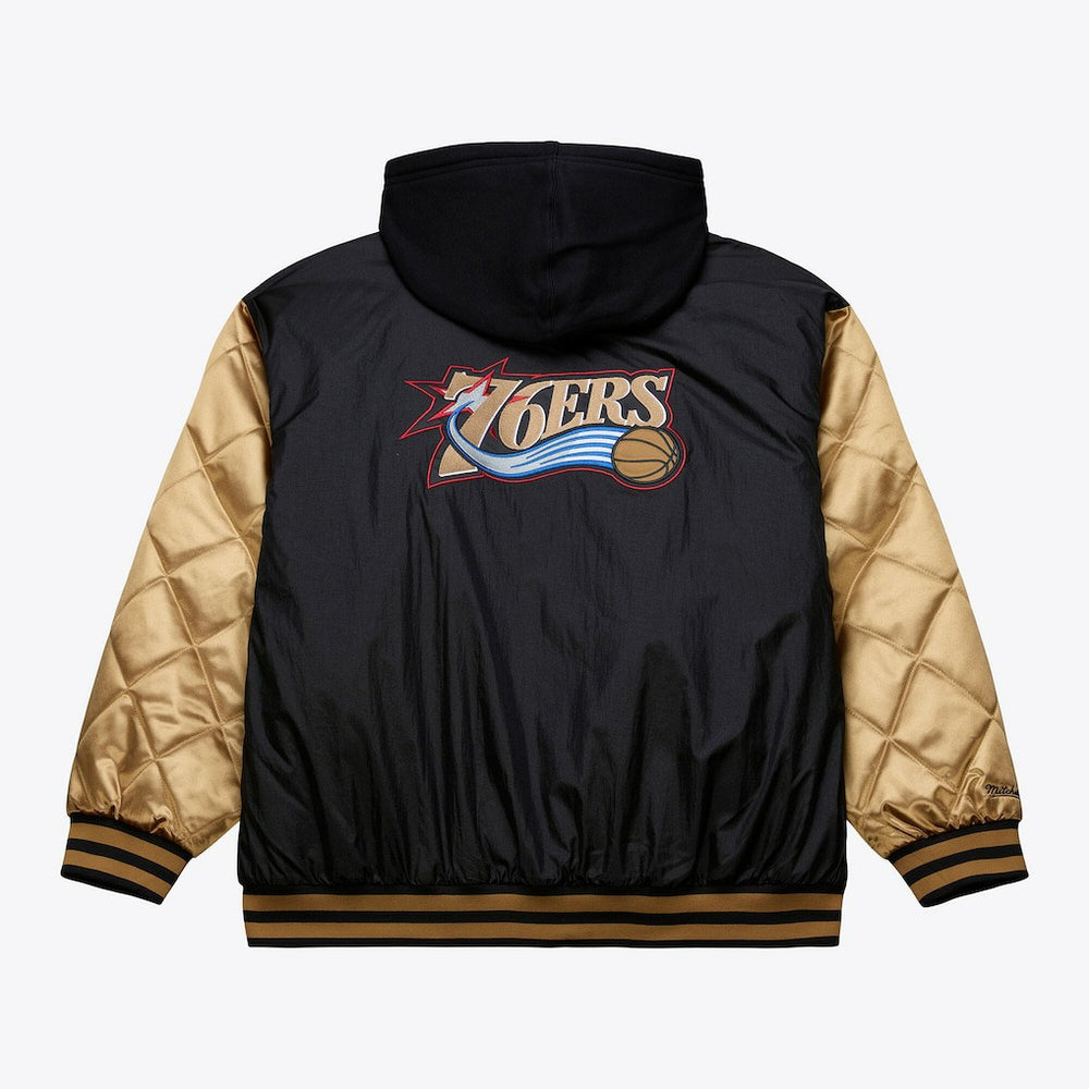 Philadelphia 76ers Hardwood Classics 76 Originals Collection Fushion Full-Snap Hoodie Jacket Black - Mitchell & Ness