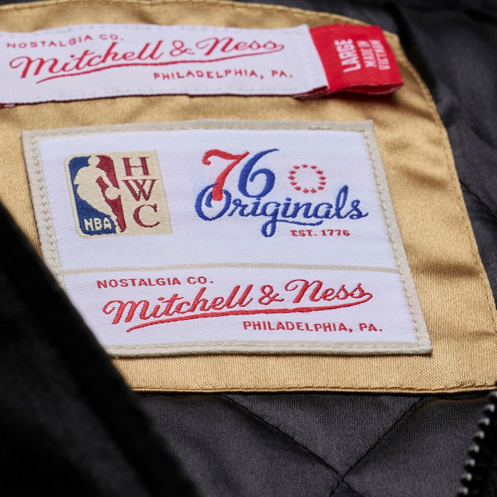 Philadelphia 76ers Hardwood Classics 76 Originals Collection Fushion Full-Snap Hoodie Jacket Black - Mitchell & Ness