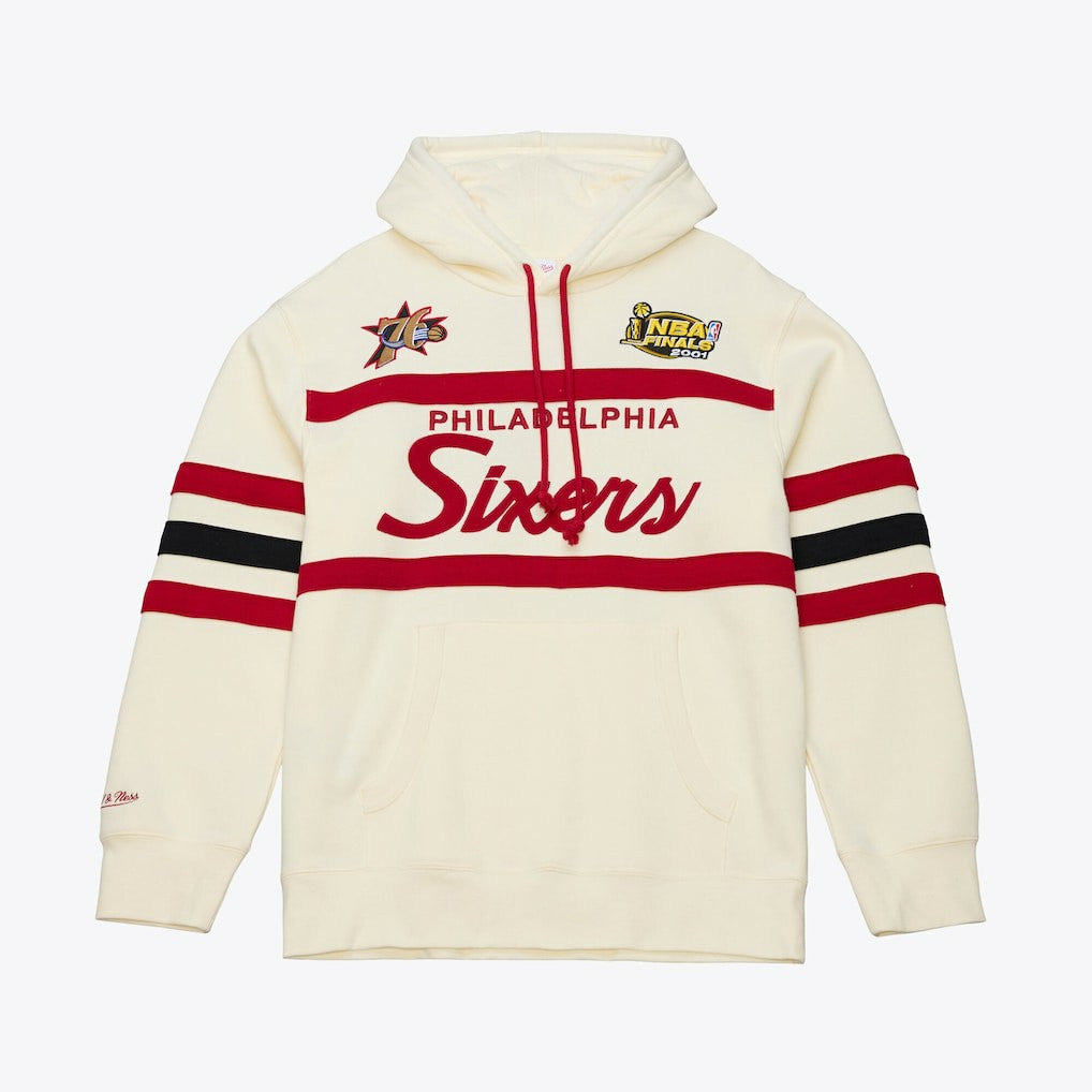 Philadelphia 76ers Hardwood Classics 76 Originals Collection Head Coach Hoodie Cream - Mitchell & Ness