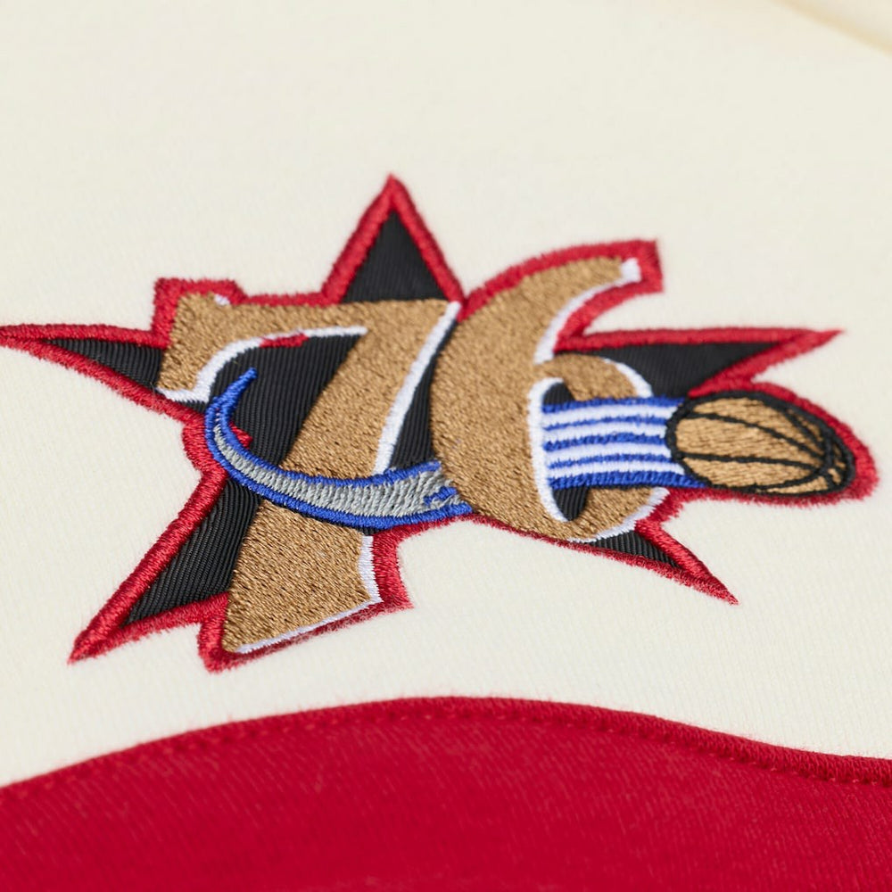 Philadelphia 76ers Hardwood Classics 76 Originals Collection Head Coach Hoodie Cream - Mitchell & Ness