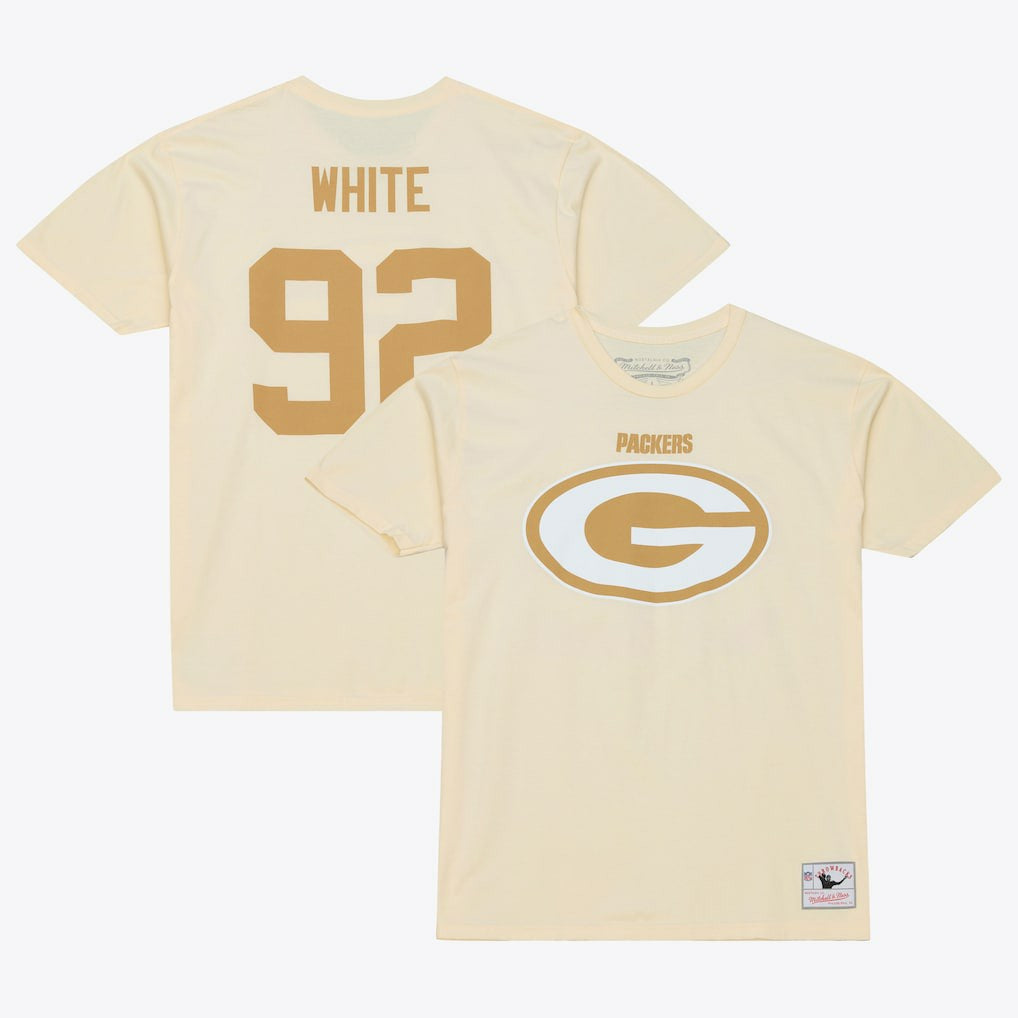 Reggie White Green Bay Packers Sandman Name & Number T-Shirt - Cream T-shirts