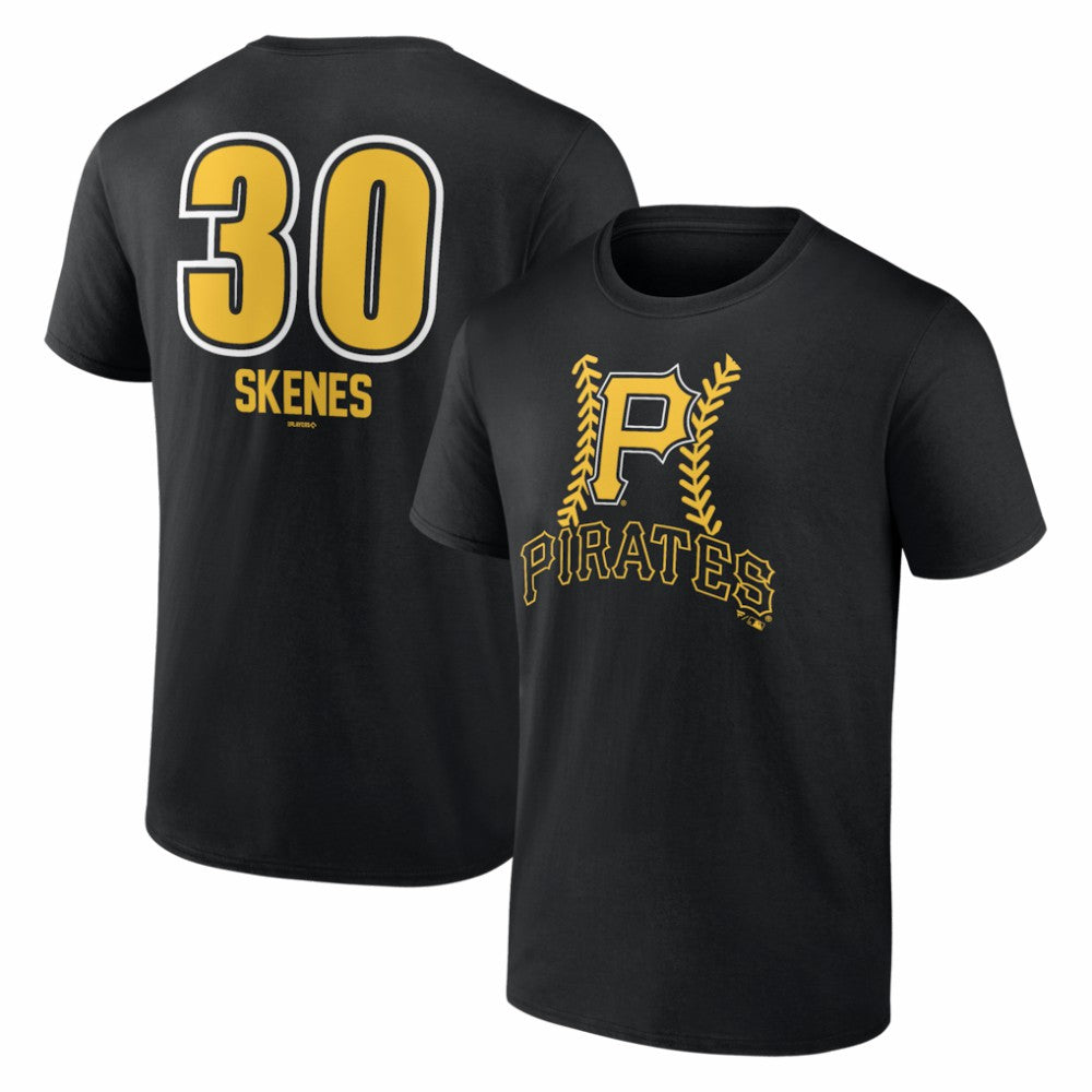 Paul Skenes Pittsburgh Pirates Fastball Player Name & Number T-Shirt - Black T-shirts