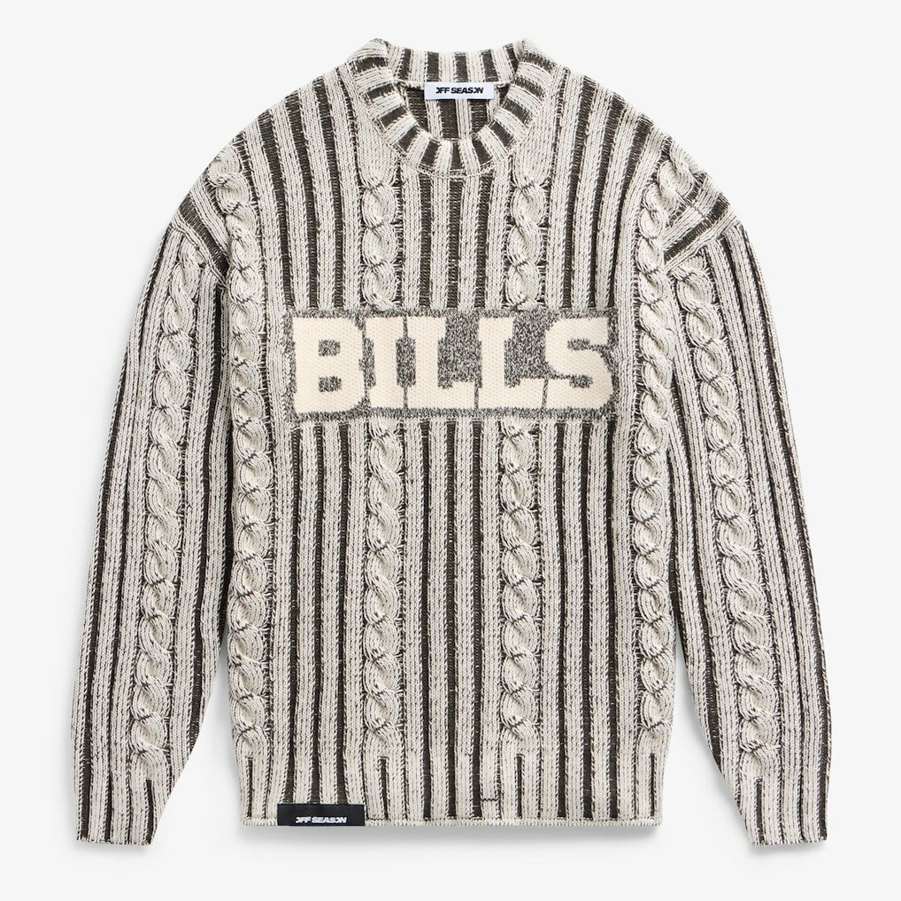 Buffalo Bills Off Season x NFL Unisex Cable Knit Sweater - Cream/Gray