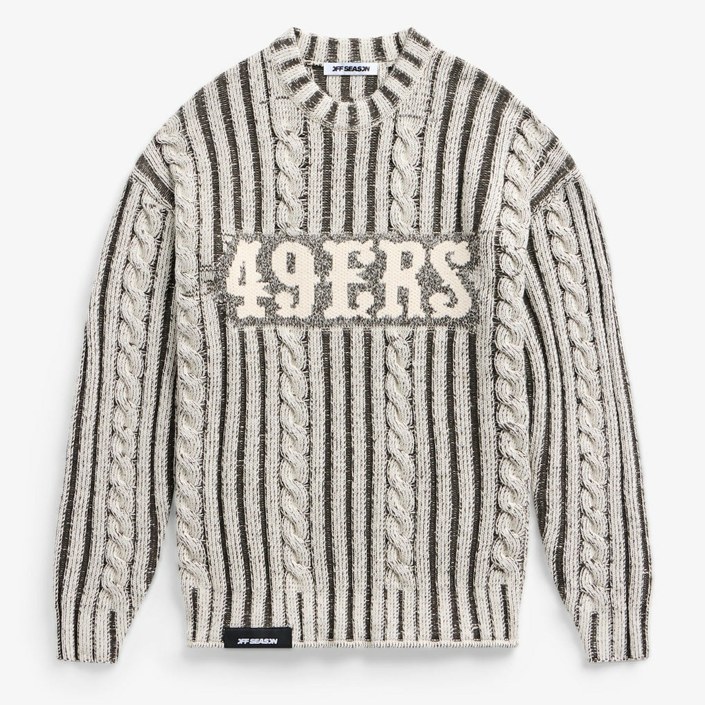 San Francisco 49ers Off Season x NFL Unisex Cable Knit Sweater - Cream/Gray