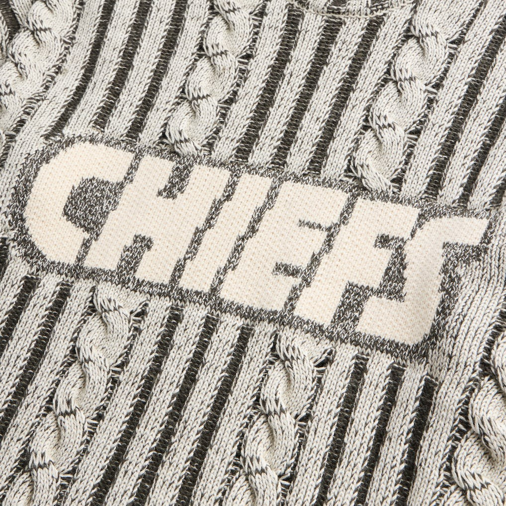 Kansas City Chiefs Off Season x NFL Unisex Cable Knit Sweater - Cream/Gray