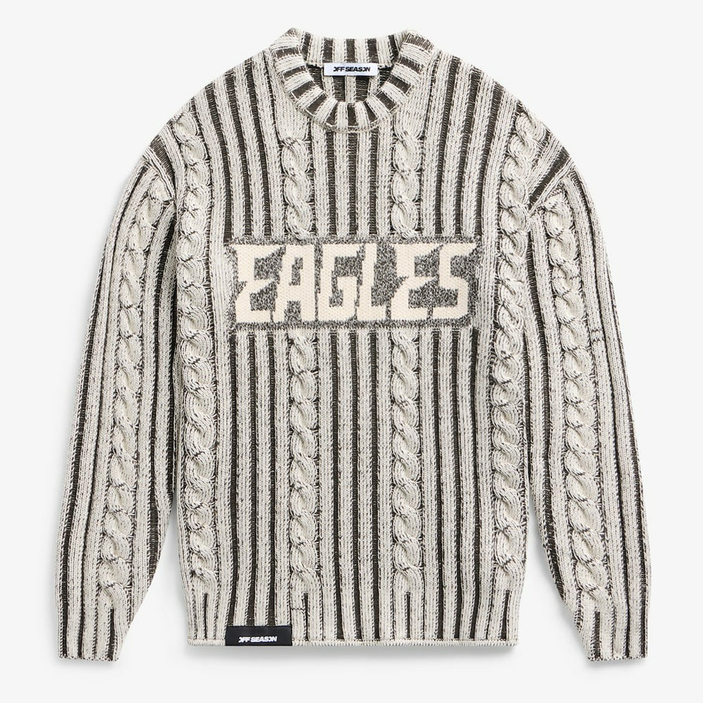 Philadelphia Eagles Off Season x NFL Unisex Cable Knit Sweater - Cream/Gray