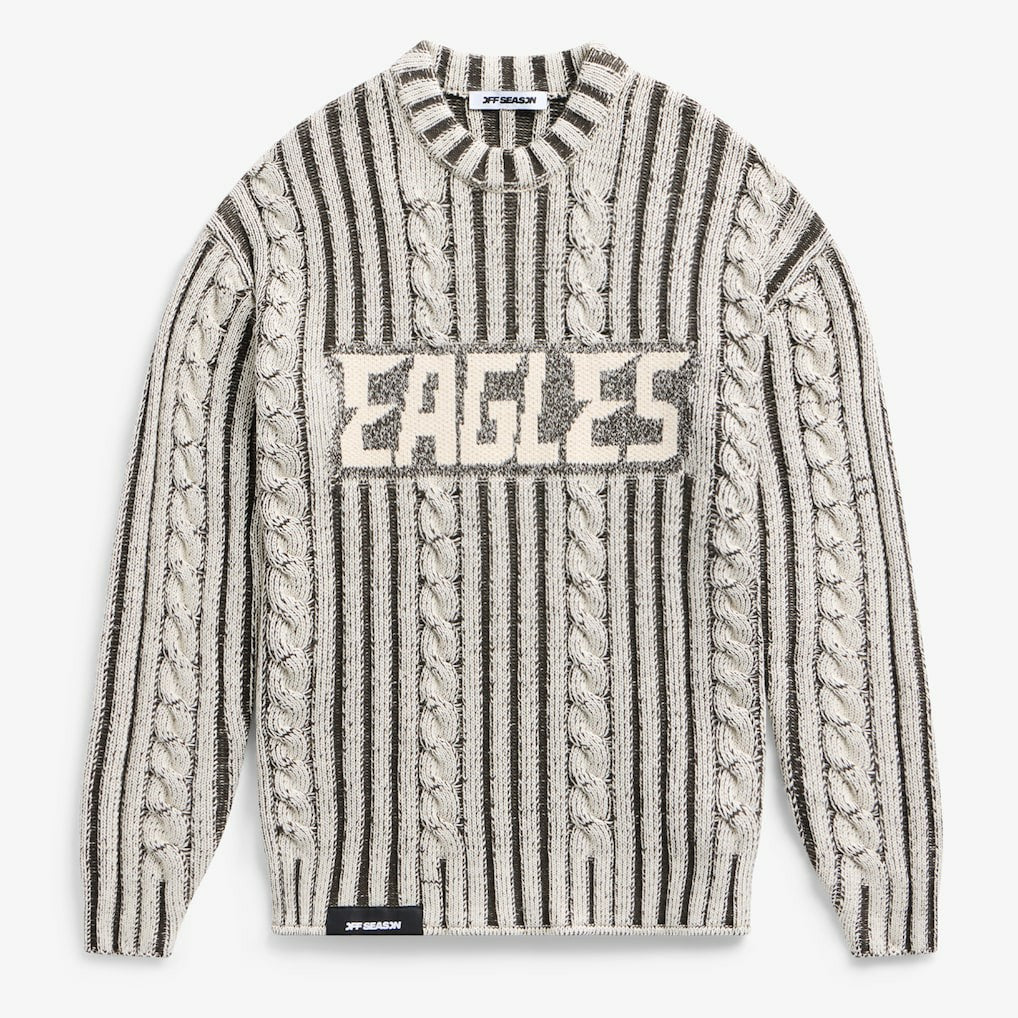Philadelphia Eagles Off Season x NFL Unisex Cable Knit Sweater - Cream/Gray