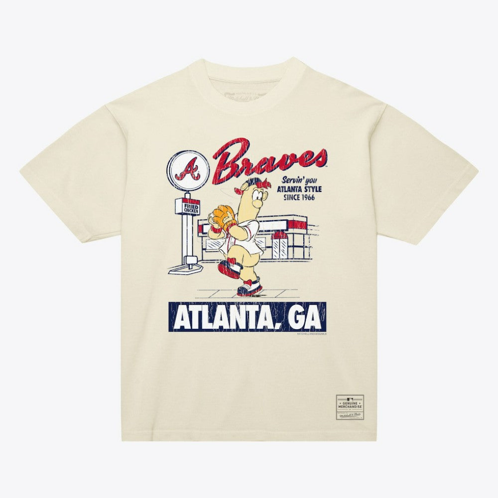Atlanta Braves Mitchell & Ness Deli T-Shirt - Cream T-shirts