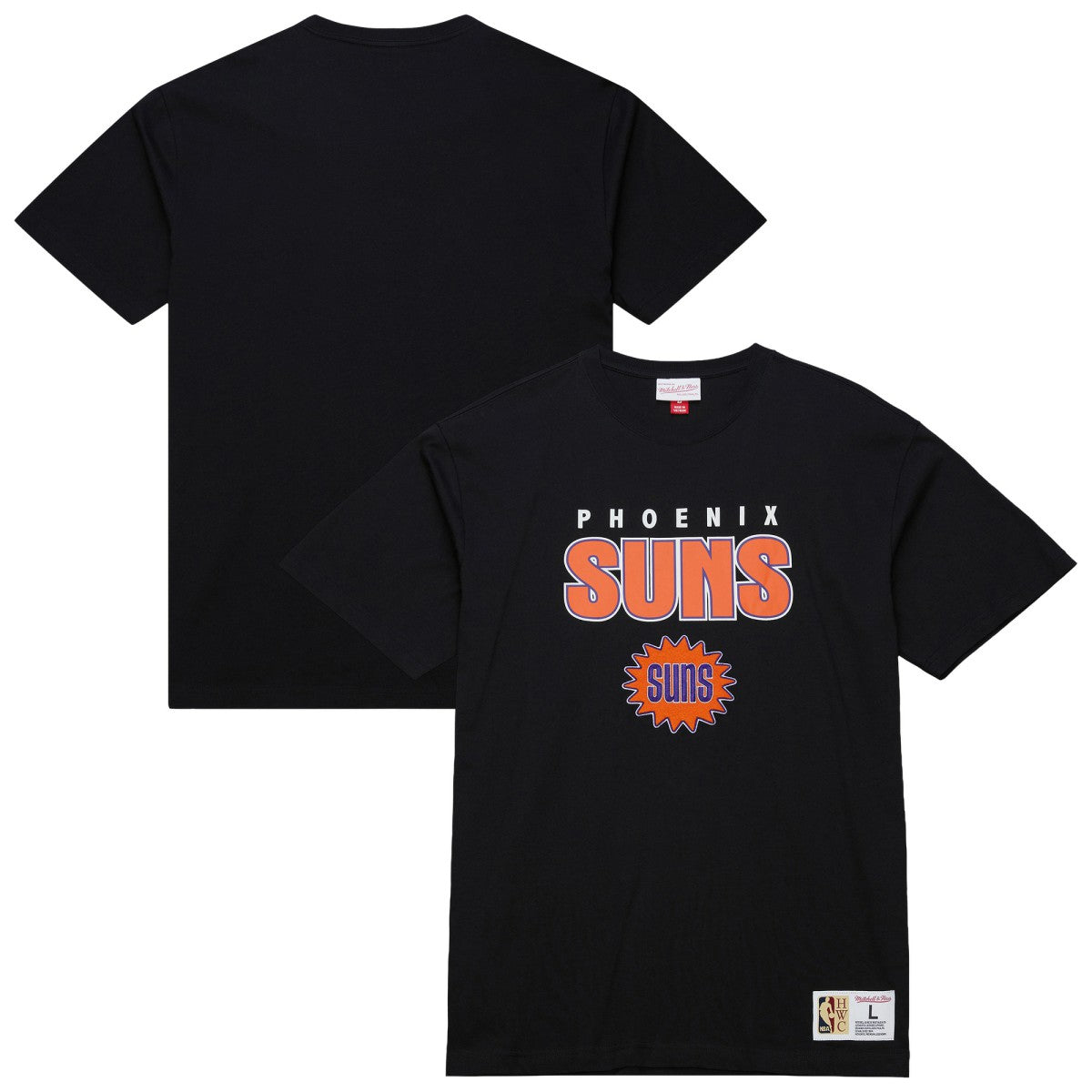 Phoenix Suns Hardwood Classics Throw It Back Premium T-Shirt Black - Mitchell & Ness