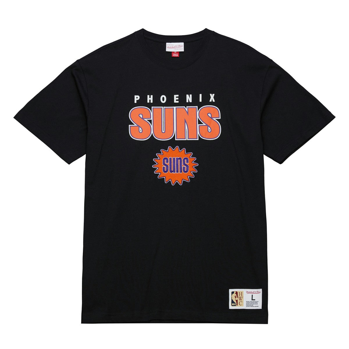 Phoenix Suns Hardwood Classics Throw It Back Premium T-Shirt Black - Mitchell & Ness