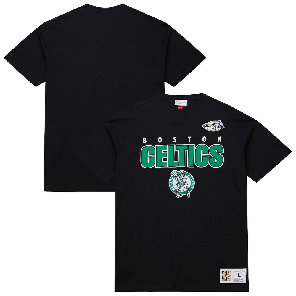 Boston Celtics Hardwood Classics Throw It Back Premium T-Shirt Black - Mitchell & Ness