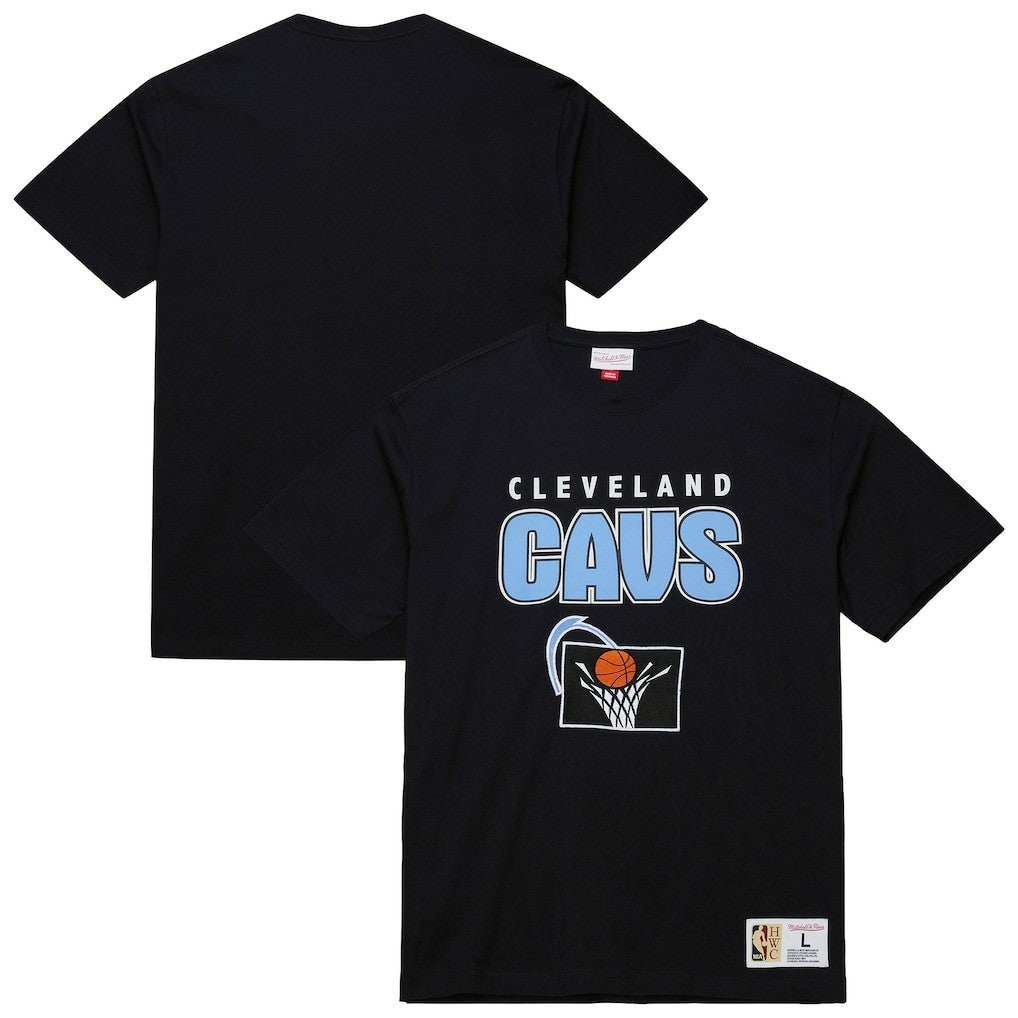 Cleveland Cavaliers Hardwood Classics Throw It Back Premium T-Shirt Black - Mitchell & Ness