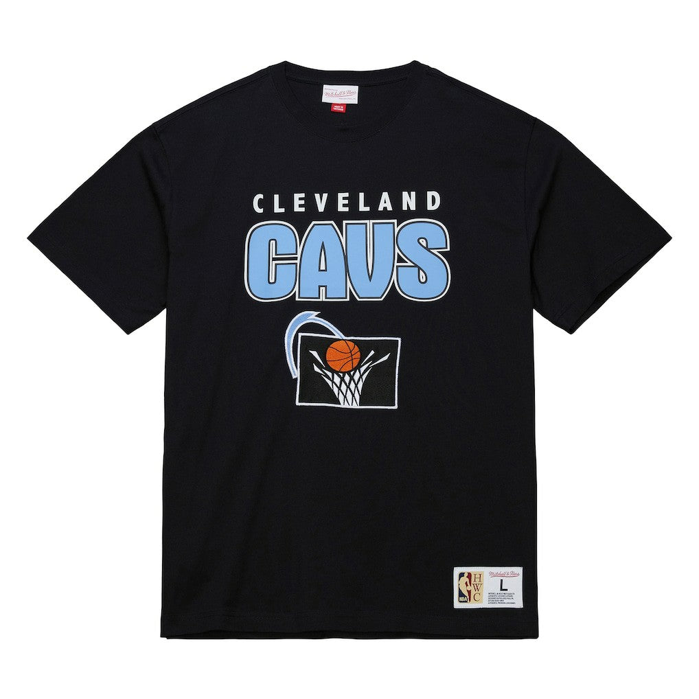 Cleveland Cavaliers Hardwood Classics Throw It Back Premium T-Shirt Black - Mitchell & Ness