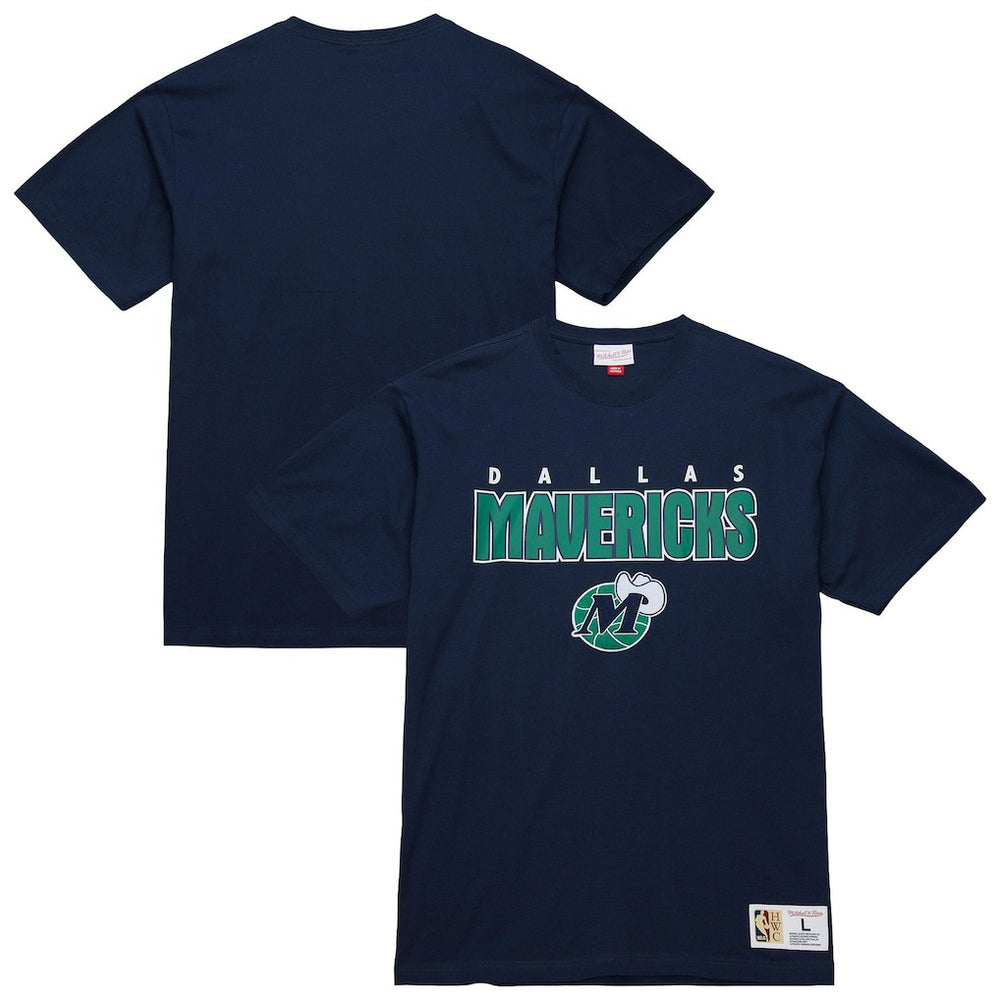 Dallas Mavericks Hardwood Classics Throw It Back Premium T-Shirt Navy - Mitchell & Ness