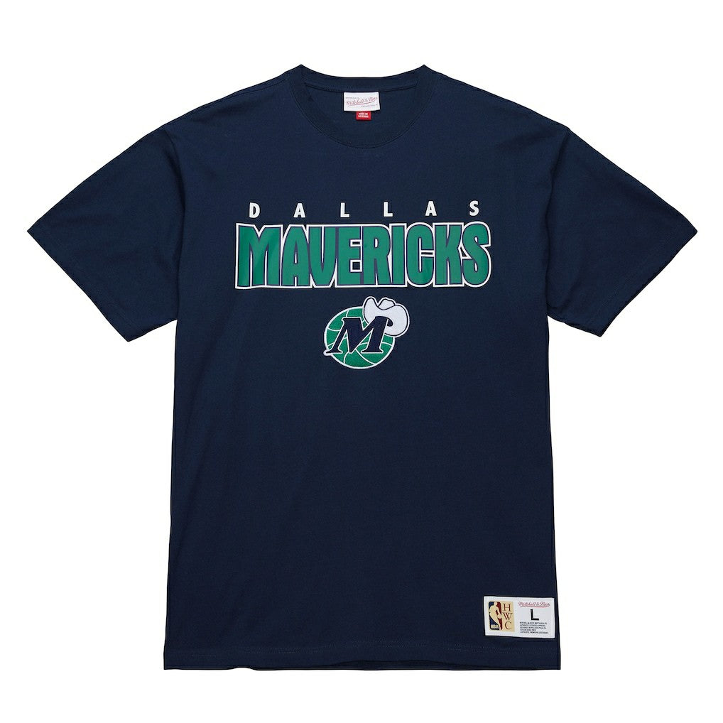 Dallas Mavericks Hardwood Classics Throw It Back Premium T-Shirt Navy - Mitchell & Ness