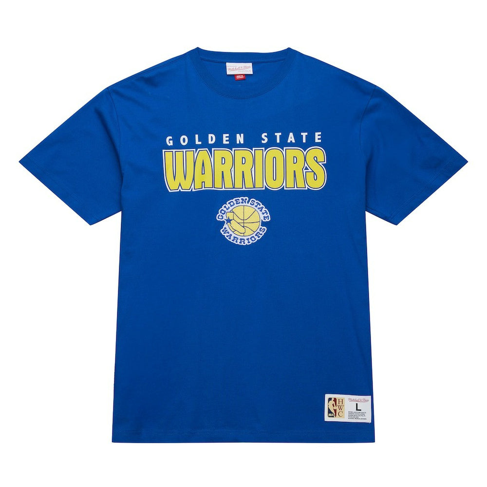 Golden State Warriors Hardwood Classics Throw It Back Premium T-Shirt Royal - Mitchell & Ness