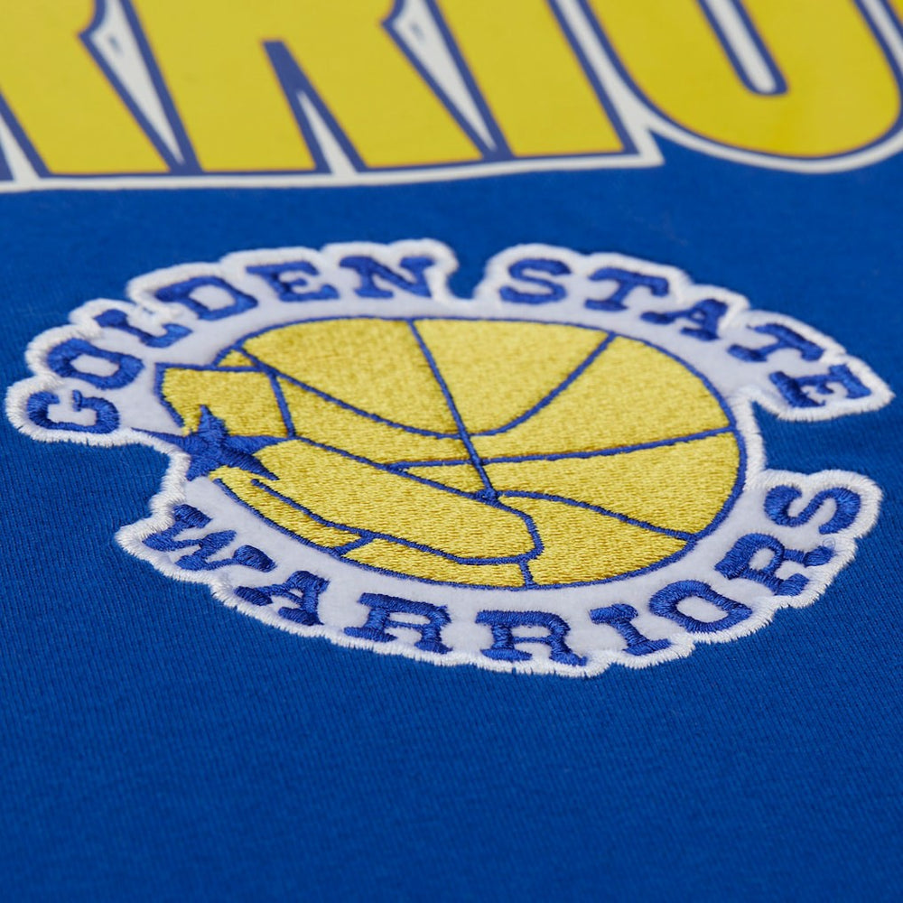 Golden State Warriors Hardwood Classics Throw It Back Premium T-Shirt Royal - Mitchell & Ness