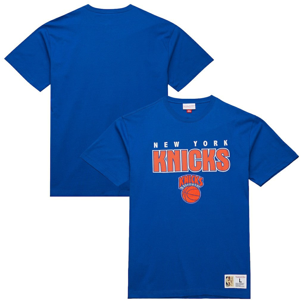 New York Knicks Hardwood Classics Throw It Back Premium T-Shirt Blue - Mitchell & Ness