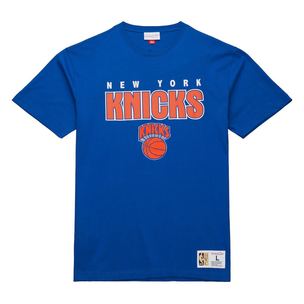 New York Knicks Hardwood Classics Throw It Back Premium T-Shirt Blue - Mitchell & Ness