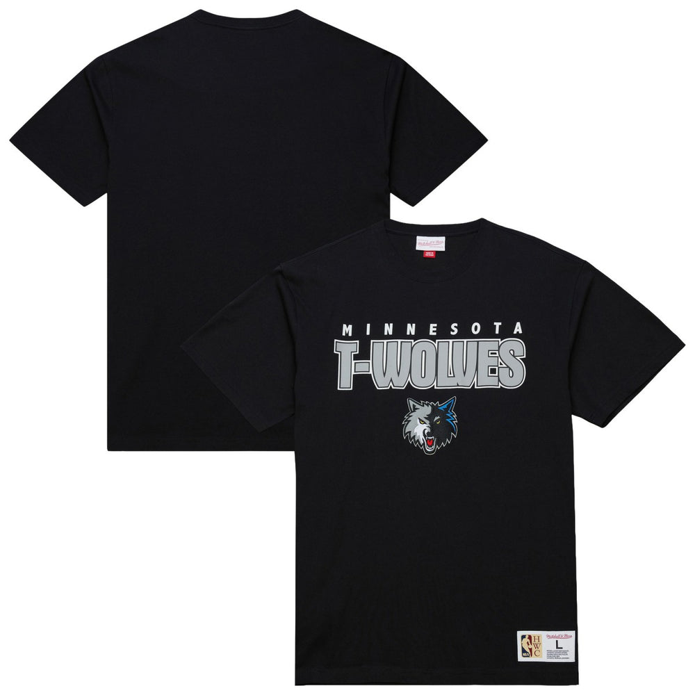 Minnesota Timberwolves Hardwood Classics Throw It Back Premium T-Shirt Black - Mitchell & Ness