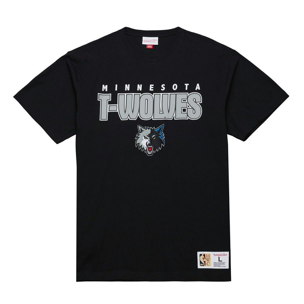 Minnesota Timberwolves Hardwood Classics Throw It Back Premium T-Shirt Black - Mitchell & Ness