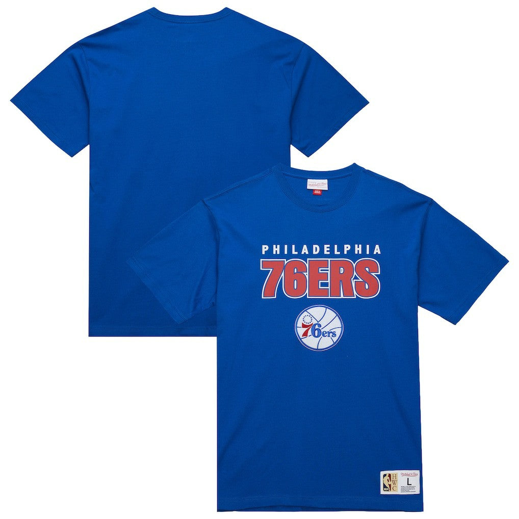 Philadelphia 76ers Hardwood Classics Throw It Back Premium T-Shirt Royal - Mitchell & Ness outlet