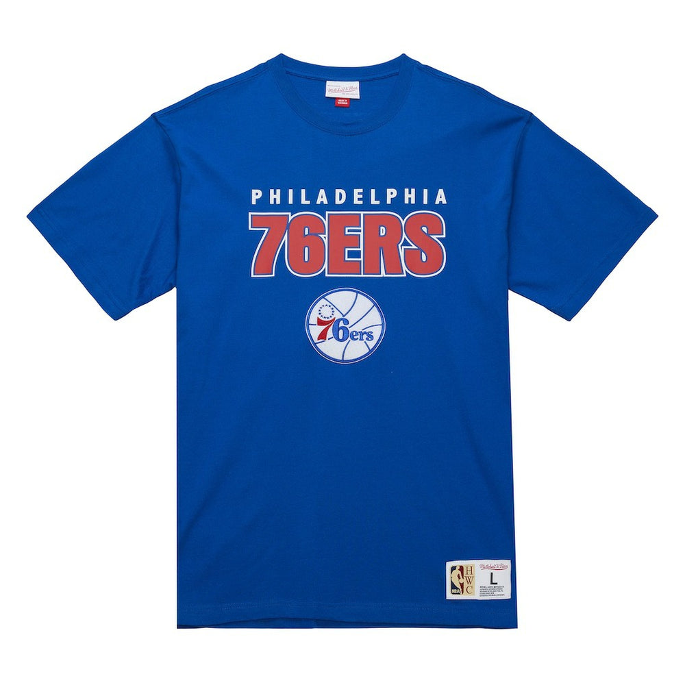 Philadelphia 76ers Hardwood Classics Throw It Back Premium T-Shirt Royal - Mitchell & Ness outlet