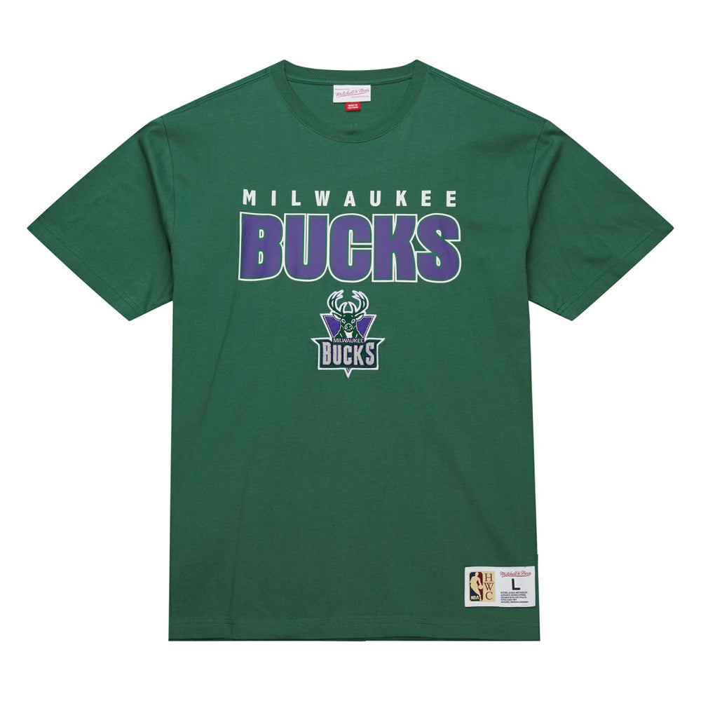 Milwaukee Bucks Hardwood Classics Throw It Back Premium T-Shirt Green - Mitchell & Ness