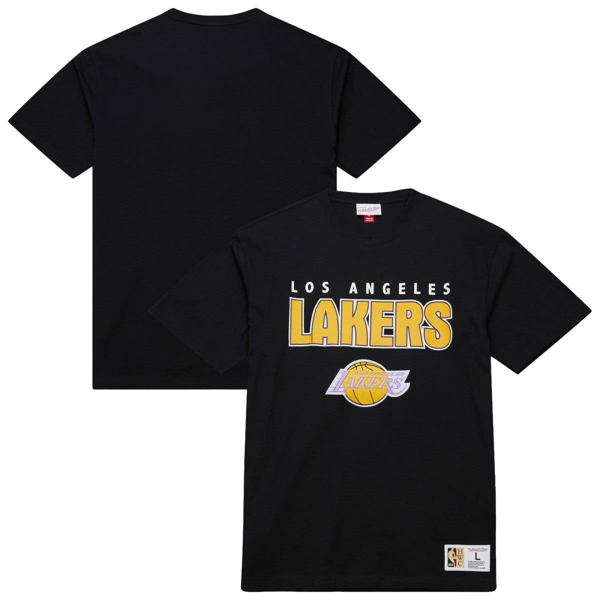 Los Angeles Lakers Hardwood Classics Throw It Back Premium T-Shirt Black - Mitchell & Ness