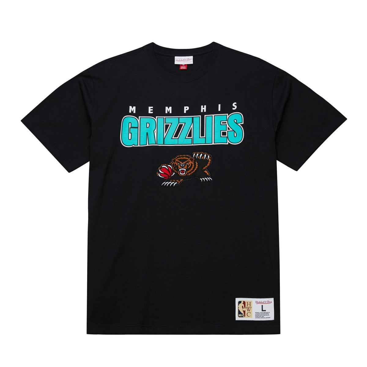 Memphis Grizzlies Hardwood Classics Throw It Back Premium T-Shirt Black - Mitchell & Ness