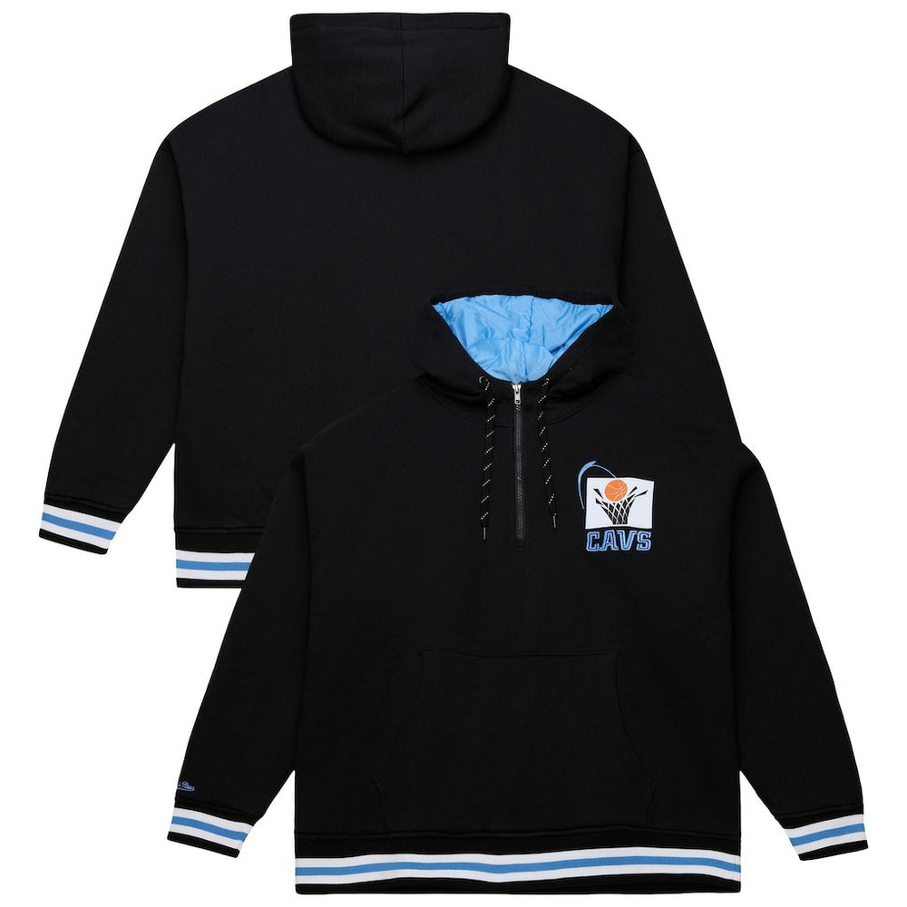 Cleveland Cavaliers Throw It Back Quilted Fleece Quarter-Zip Hoodie Black - Mitchell & Ness outlet