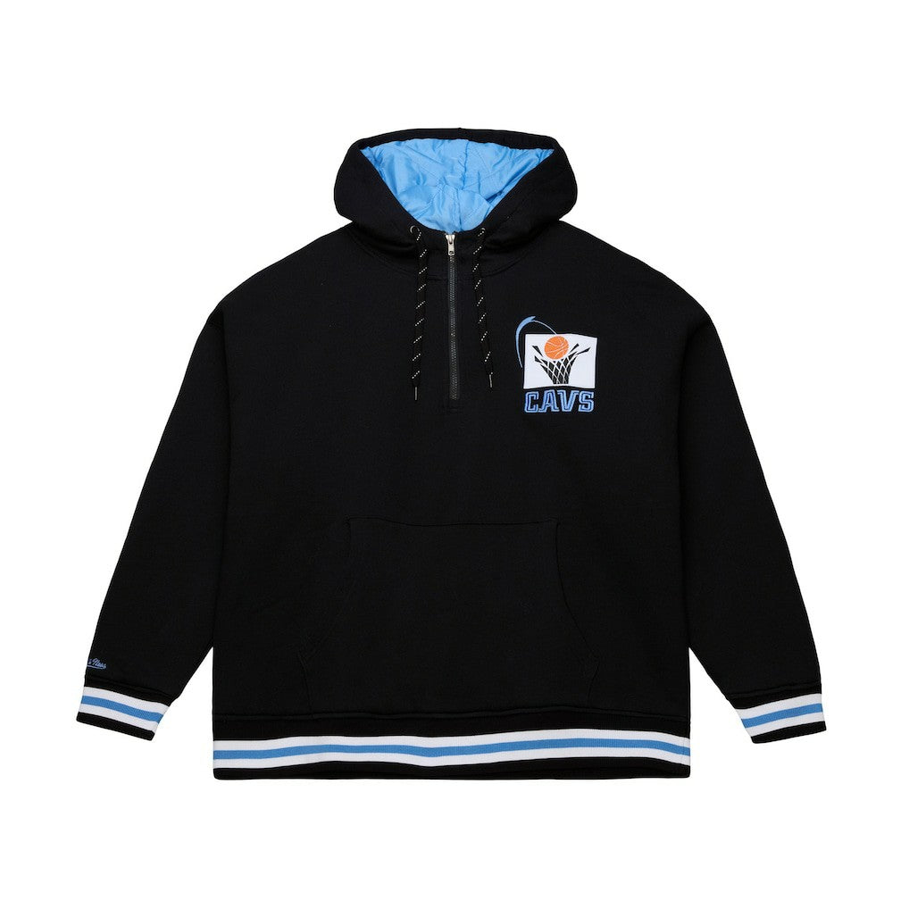 Cleveland Cavaliers Throw It Back Quilted Fleece Quarter-Zip Hoodie Black - Mitchell & Ness outlet