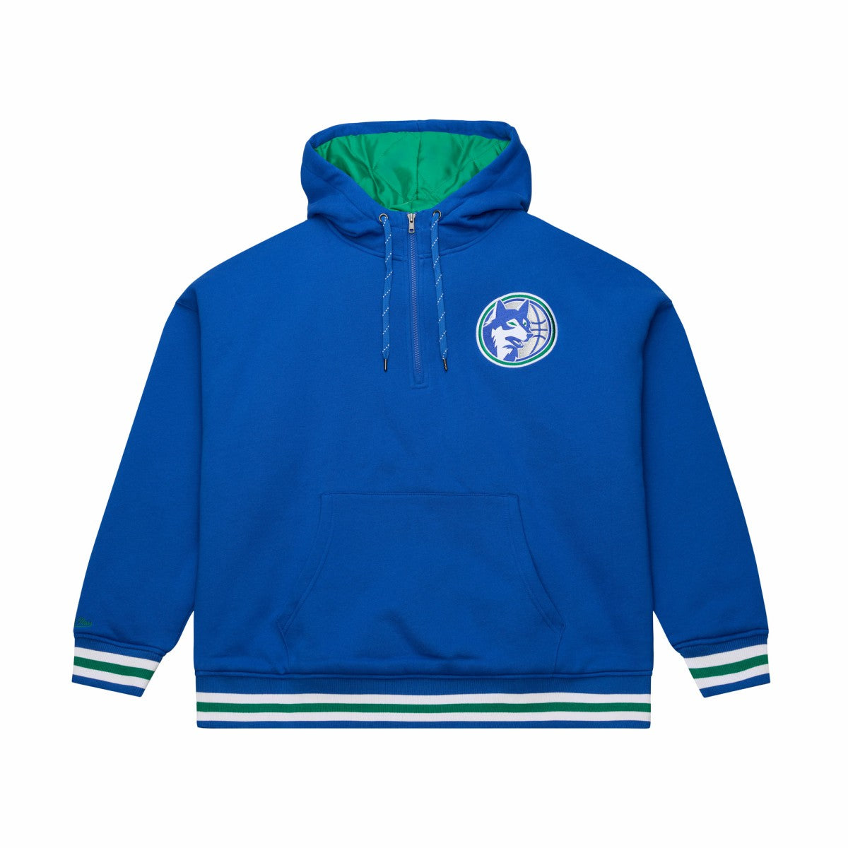 Minnesota Timberwolves Throw It Back Quilted Fleece Quarter-Zip Hoodie Royal - Mitchell & Ness
