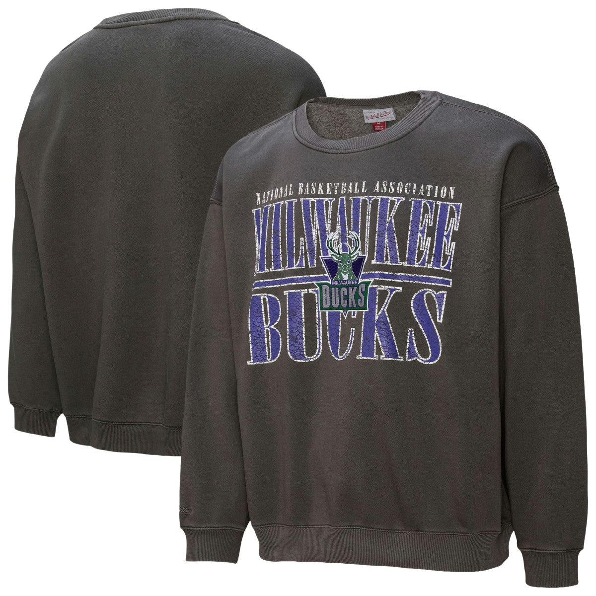 Milwaukee Bucks NBA Downtown Collection Fleece Sweatshirt Black - Mitchell & Ness