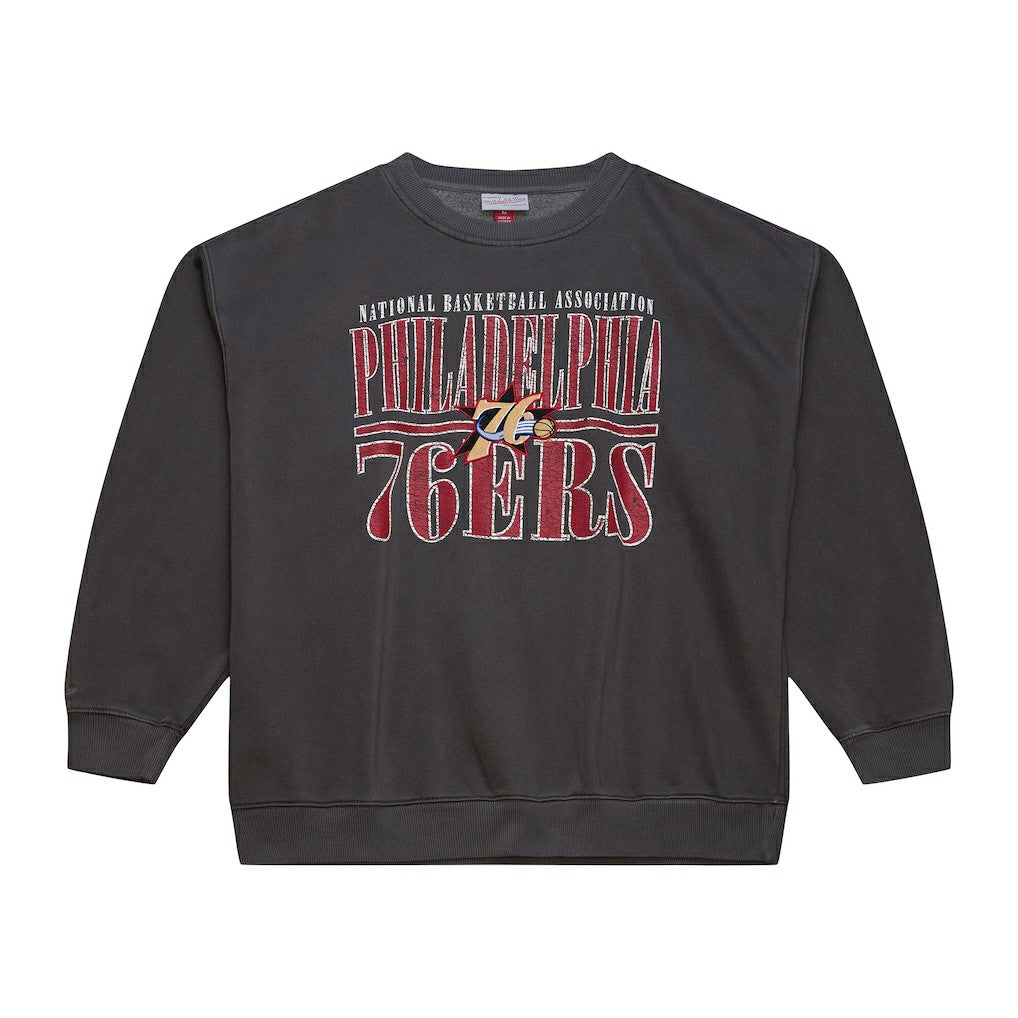 Philadelphia 76ers NBA Downtown Collection Fleece Sweatshirt Black - Mitchell & Ness
