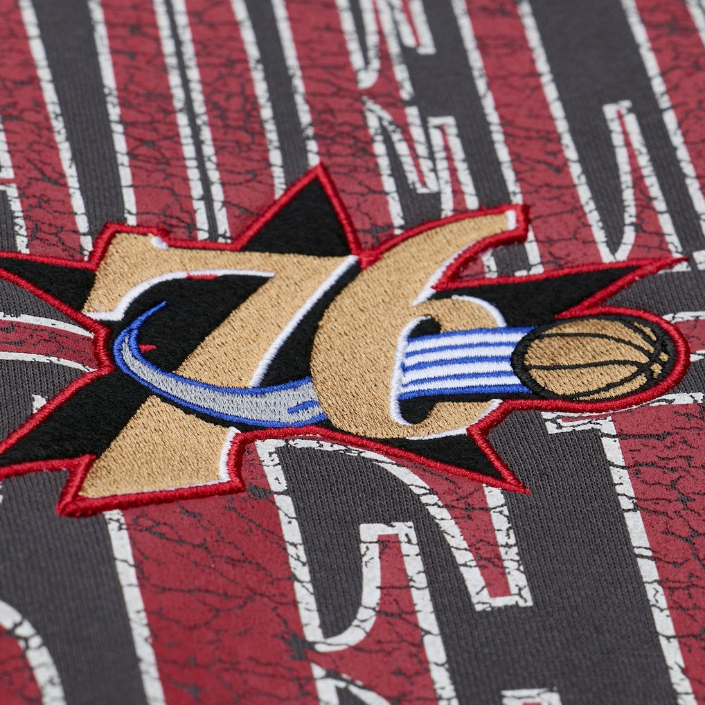 Philadelphia 76ers NBA Downtown Collection Fleece Sweatshirt Black - Mitchell & Ness