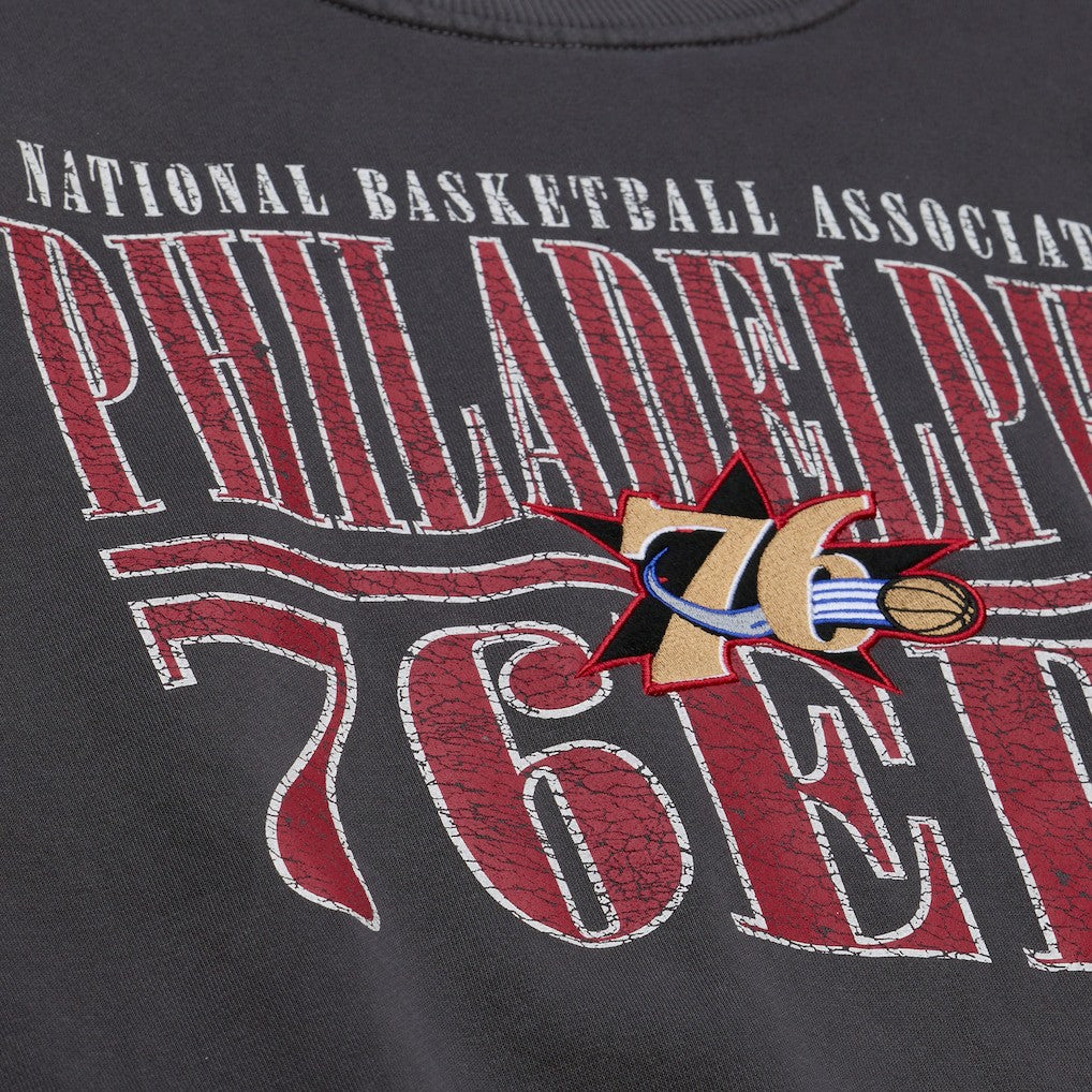 Philadelphia 76ers NBA Downtown Collection Fleece Sweatshirt Black - Mitchell & Ness