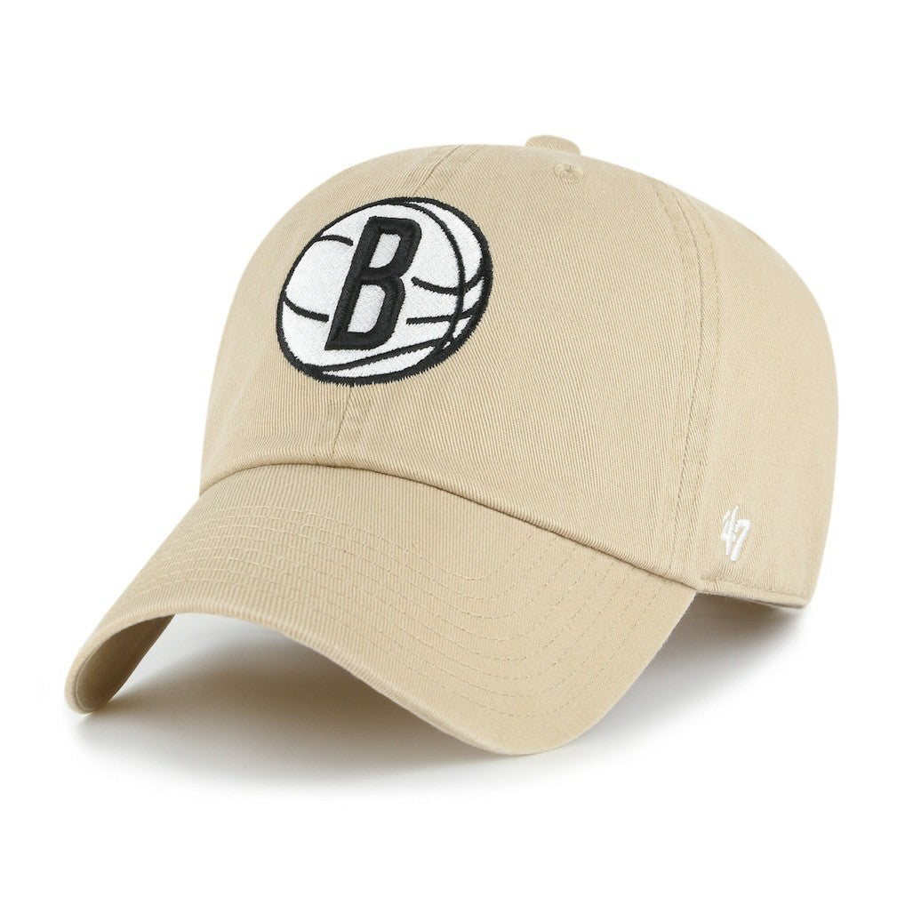 Brooklyn Nets '47 Logo Clean Up Adjustable Hat Khaki - 47 brand