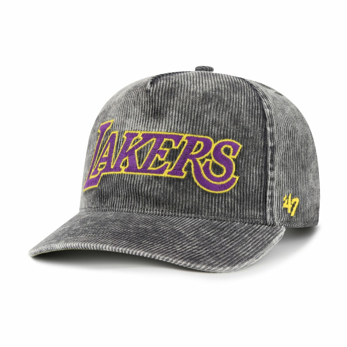 Los Angeles Lakers '47 Reclaim Snow Wash Corduroy Adjustable Hitch Hat Charcoal - 47 brand