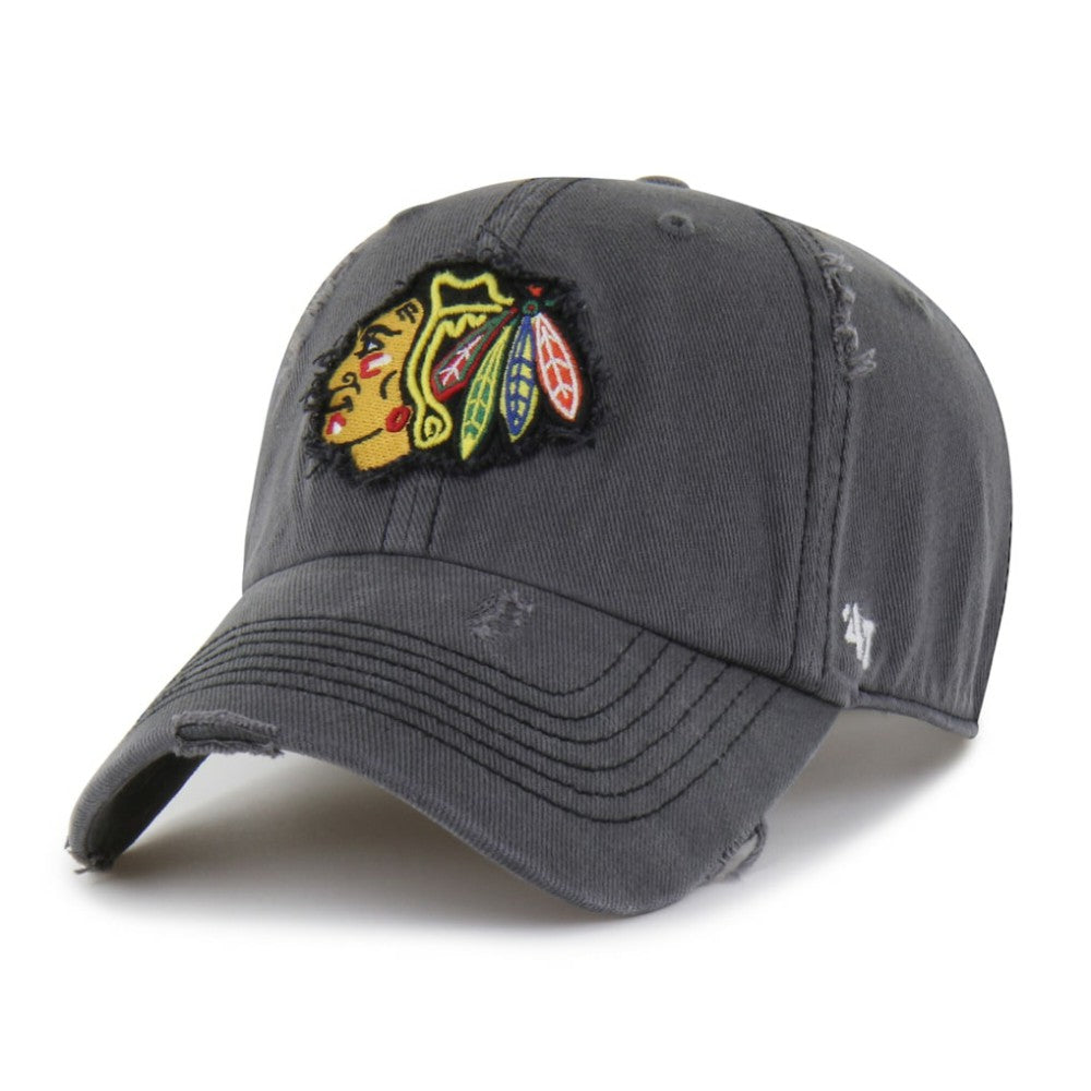 Chicago Blackhawks '47 Weathered Clean Up Adjustable Hat - Charcoal | US 203536497
